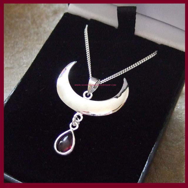 Moon Drop Necklace - Garnet - Click Image to Close